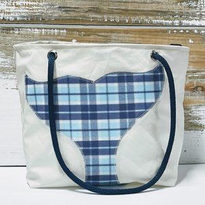 Handmade 100% Recycled Sailcloth Womens Whale Tail Shoulder Tote Bag